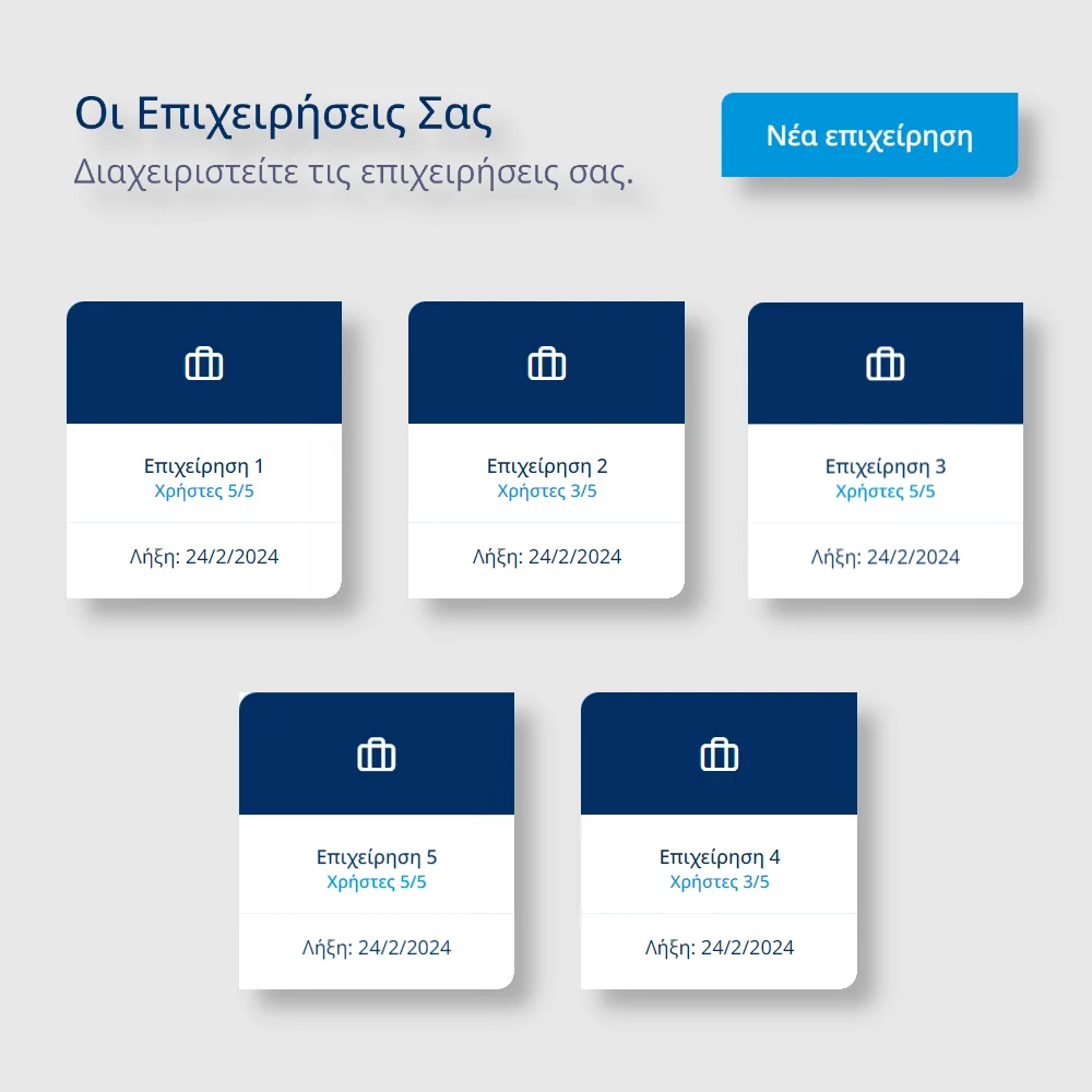 Στιγμιότυπο από το πρόγραμμα με πολλές επιχειρήσεις