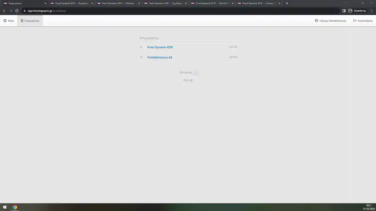 Demo με τις καρτέλες του προγράμματος